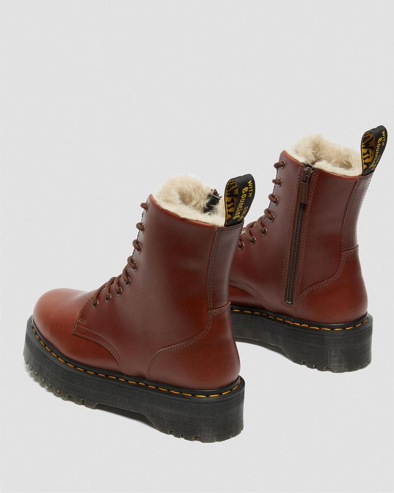 Brown Men's Dr Martens Jadon Faux Fur Lined Winter Boots | CA 576OKI